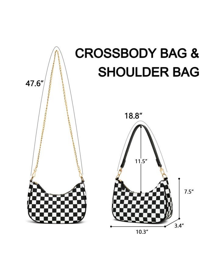 kkxiu Shoulder Bag for Women Cute Hobo Purses and Handbags Retro Clutch Underarm Purse, Black&white - Image 4