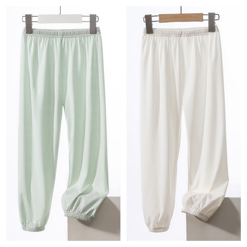 Children'S Ice Silk Anti-Mosquito Pants For Older Kids 2025 Ribbed Boys And Girls Sun Protection Pants Trendy Versatile Pants - Image 1
