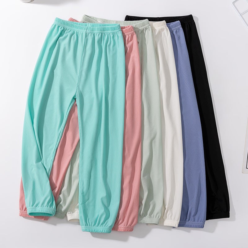 Children'S Ice Silk Anti-Mosquito Pants For Older Kids 2025 Ribbed Boys And Girls Sun Protection Pants Trendy Versatile Pants - Image 5
