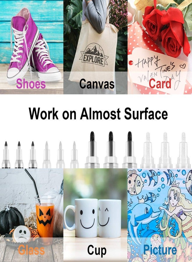 Flysea Black and White Acrylic Paint Pens, Acrylic Paint Markers 0.7 mm Extra Fine, 3 mm Medium Tip, Waterproof Paint Pens for Rock Painting Ceramic Glass Canvas Mug Metal Wood DIY Supplies - Image 3