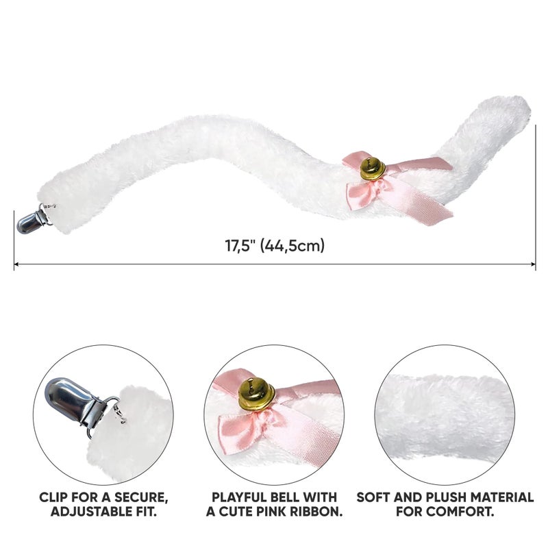 Funcredible White Cat Ears and Tail - Furry Cat Costume - Kitten Anime Neko Ears - Cat Halloween Costumes for Woman Girls Adult Kids - Image 3