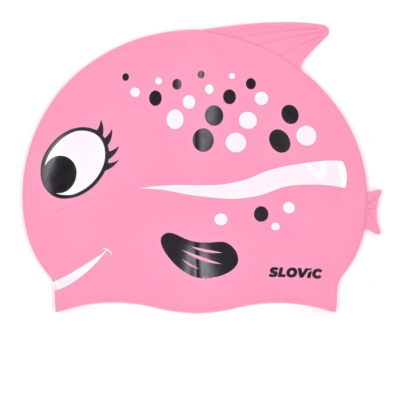 SLOVIC Swimming Cap for Kids [Red Rose] | Swimming Cap for Girls & Boys | Swimming Pool Caps for Kids | No Hair Pulling & Chlorine Resistant | Free Size Swimming Caps for Kids - Image 1