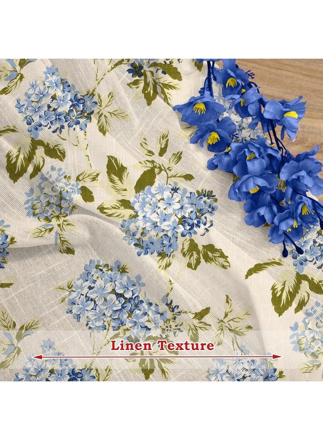 THE LINEN COMPANY Cotton Linen Solid Sheer Curtain Set with Eyelet Rings Non Blackout Door Curtain 1 Piece Floral Heaven Blue 4.5ft x 7ft, Grommet Curtains - Image 4