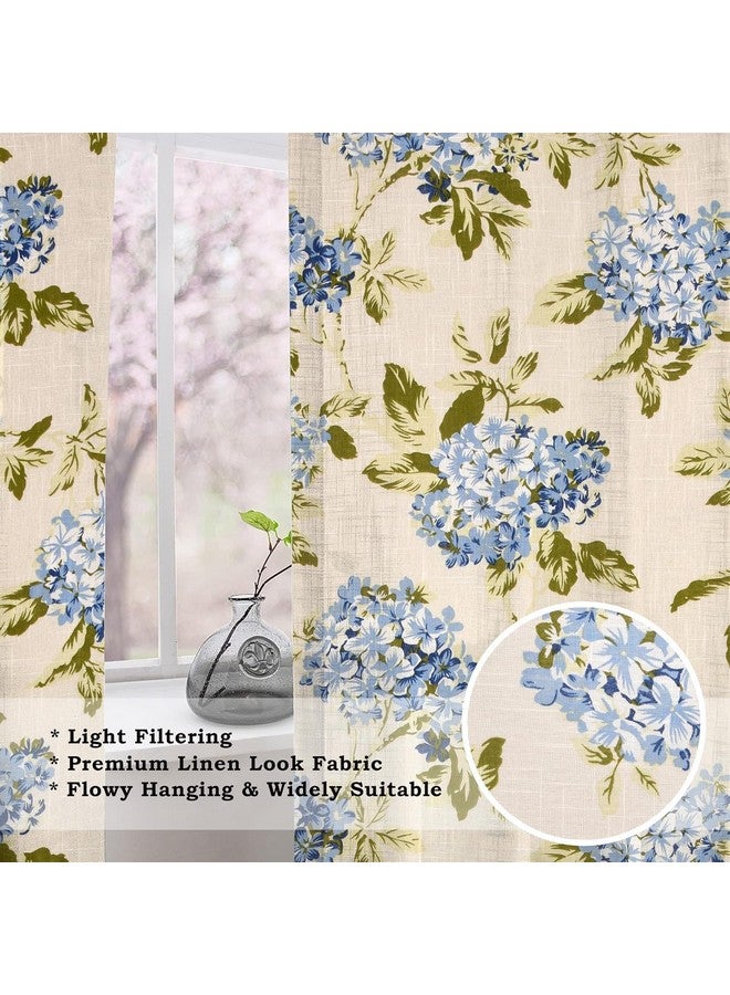 THE LINEN COMPANY Cotton Linen Solid Sheer Curtain Set with Eyelet Rings Non Blackout Door Curtain 1 Piece Floral Heaven Blue 4.5ft x 7ft, Grommet Curtains - Image 5