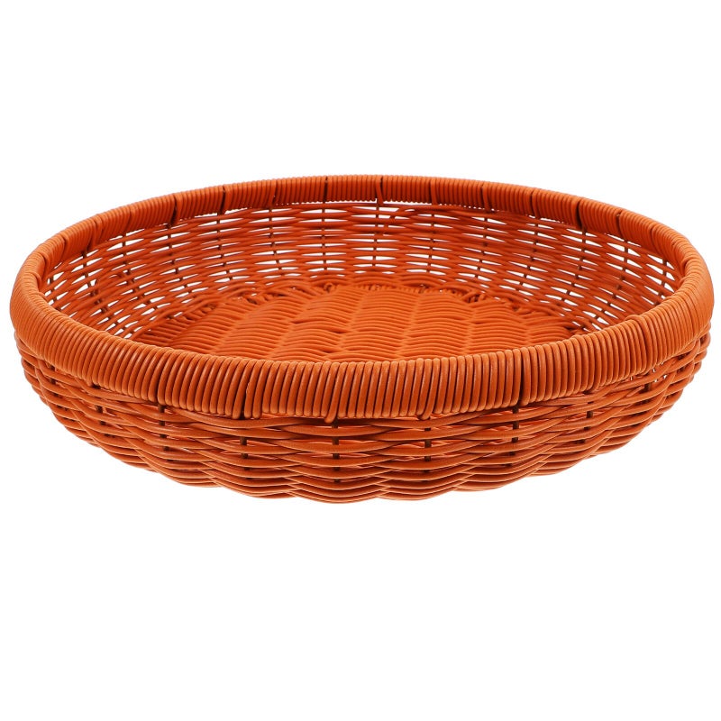 Rustic Round Rattan Bread Basket 30x7cm Kitchen Fruit Snack Serving Storage Tray - Image 2