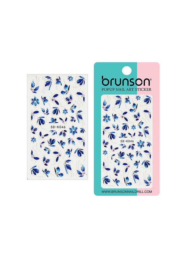brunson 5D Flower Decals Exquisite Self Adhesive Nail Art Decoration Stickers 5D-k46
