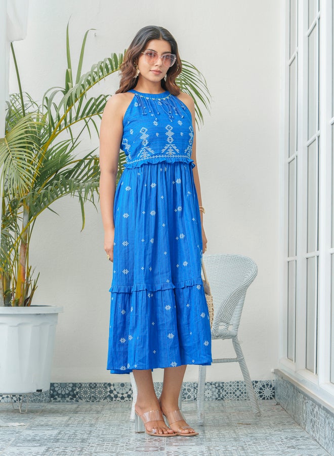 دي دبليو فستان ميدي بدون أكمام بتصميم - مزين بطبعة - Image 5