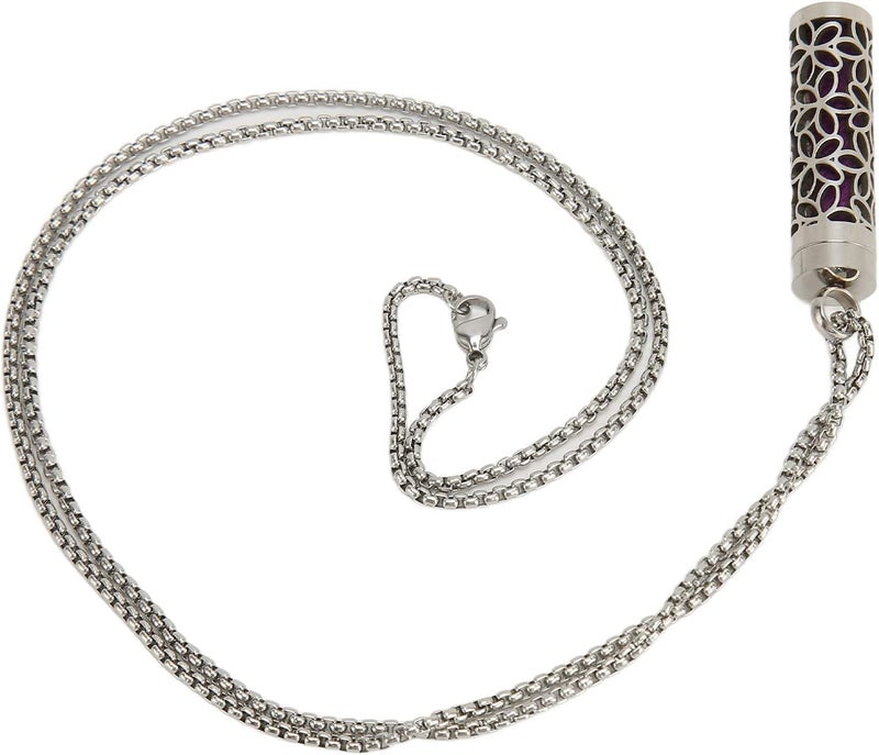 klarako Essential Oil Diffuser Necklace Aroma Oil Diffuser Necklace Stylish Hollow Design Length Adjustable Stainless Steel Aromatherapy Pendant Necklace - Image 4