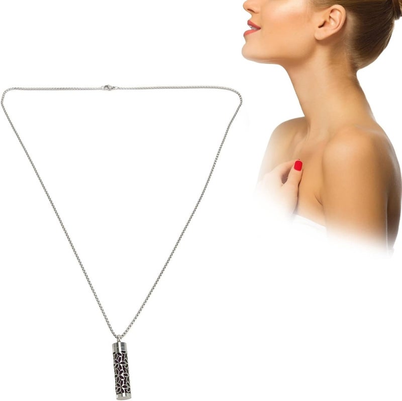 klarako Essential Oil Diffuser Necklace Aroma Oil Diffuser Necklace Stylish Hollow Design Length Adjustable Stainless Steel Aromatherapy Pendant Necklace - Image 5