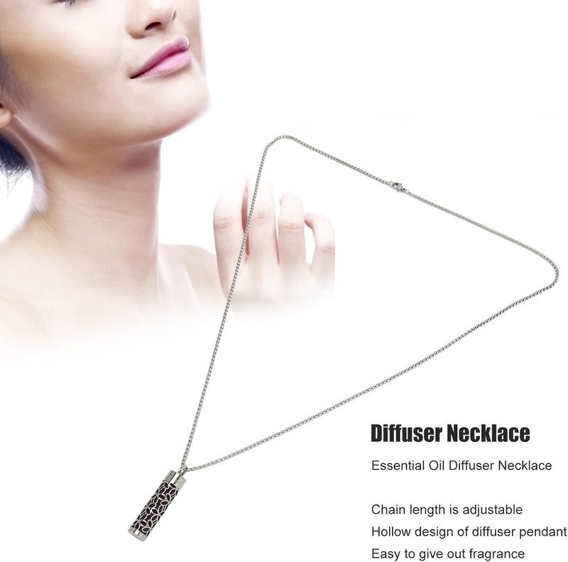 klarako Essential Oil Diffuser Necklace Aroma Oil Diffuser Necklace Stylish Hollow Design Length Adjustable Stainless Steel Aromatherapy Pendant Necklace - Image 2