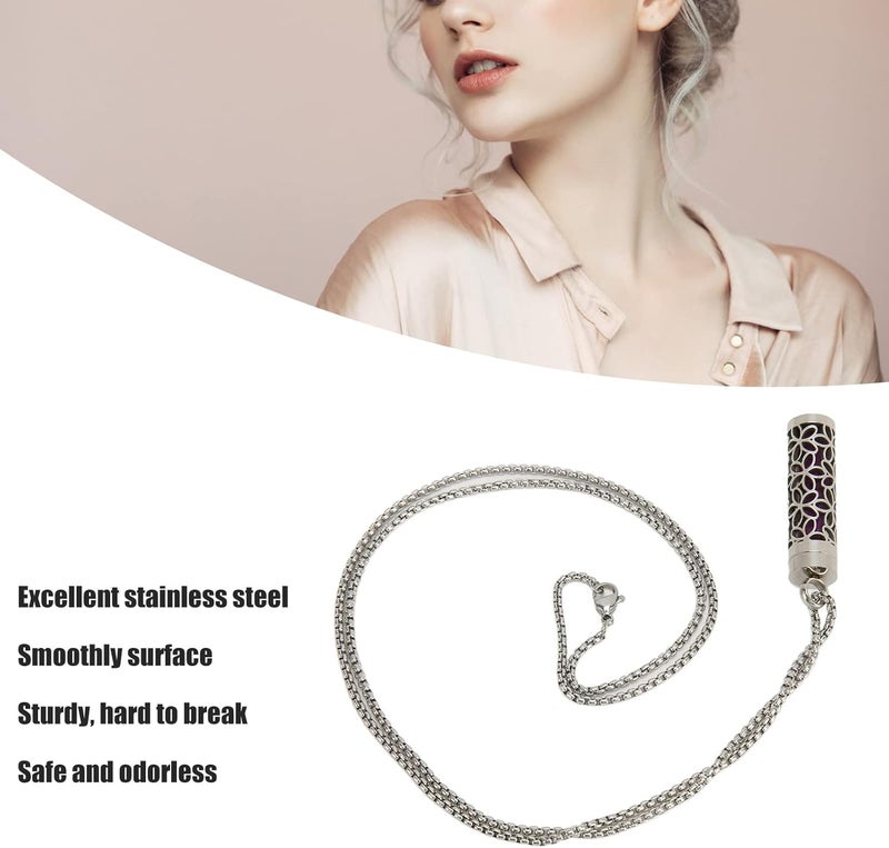 klarako Essential Oil Diffuser Necklace Aroma Oil Diffuser Necklace Stylish Hollow Design Length Adjustable Stainless Steel Aromatherapy Pendant Necklace - Image 3