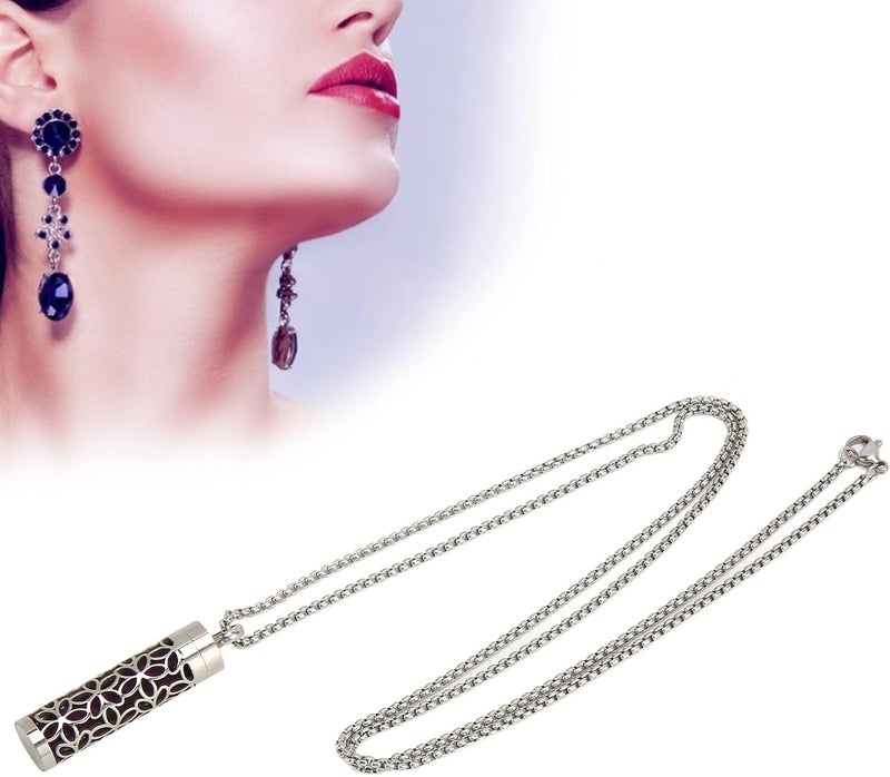 klarako Essential Oil Diffuser Necklace Aroma Oil Diffuser Necklace Stylish Hollow Design Length Adjustable Stainless Steel Aromatherapy Pendant Necklace - Image 1