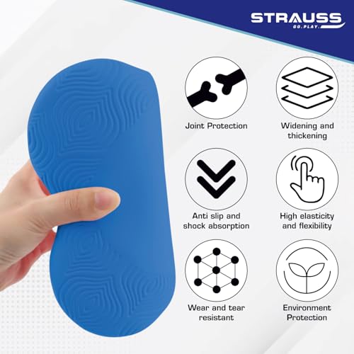 Strauss Yoga Knee & Elbow Cushion Pad | Support for Knees,Hands,Wrists,Elbows | Ideal For Planks,Push-ups,Yoga,Meditation,Pilates & Workout| Padding for Joint Protection and Stability |Set of 2,(Blue) - Image 2