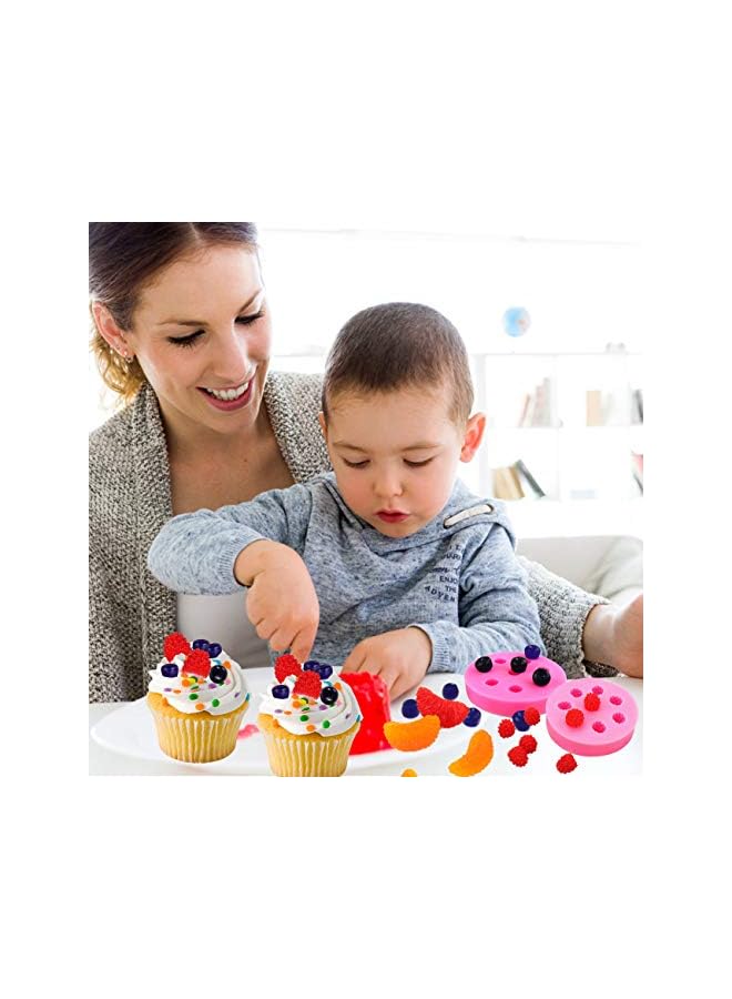 S-TOP 5Pcs Fruit Shaped Jelly Molds, 3D Mini Pineapple Strawberry Orange Blueberry Mulberry Candle Silicone Fruit Mold for Cupcake Decorating, Soap, Chocolate - Image 2