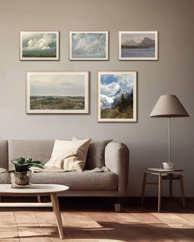 KISSFOX Framed Wall Art Vintage Wall Decor Landscape Canvas Art Cloud Pictures Forest Paintings Rustic Artwork For Living Room Bedroom Bathroom Kitchen - Image 4
