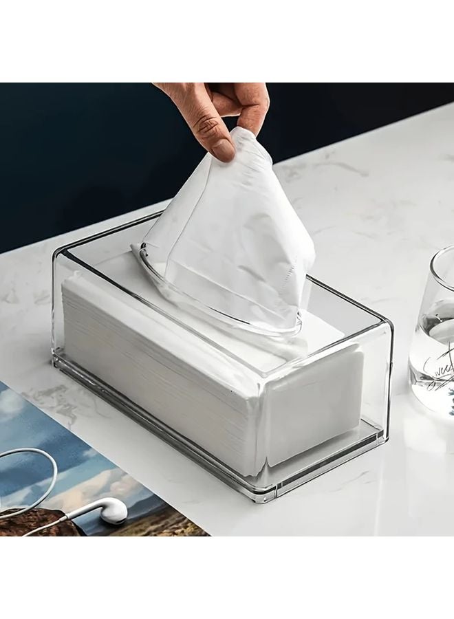 Modern Acrylic Tissue Box Cover Transparent Holder For Bathroom Living Room - Image 4