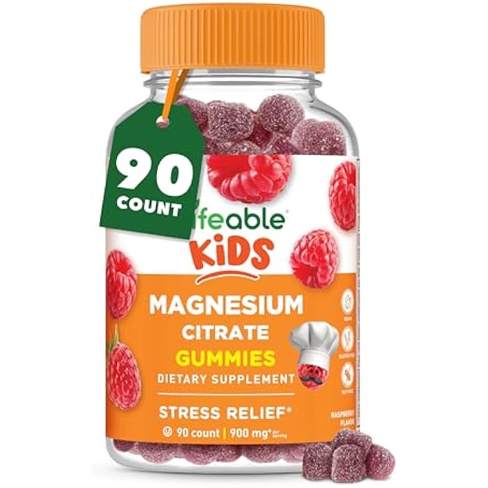 Lifeable Magnesium Gummies for Kids | 900mg Magnesium Citrate | Great Tasting Kids Magnesium Supplement | Gluten Free Muscle Support and Stress Relief Chewable | 90 Gummies - Image 1