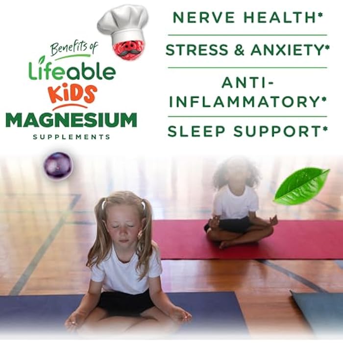 Lifeable Magnesium Gummies for Kids | 900mg Magnesium Citrate | Great Tasting Kids Magnesium Supplement | Gluten Free Muscle Support and Stress Relief Chewable | 90 Gummies - Image 3
