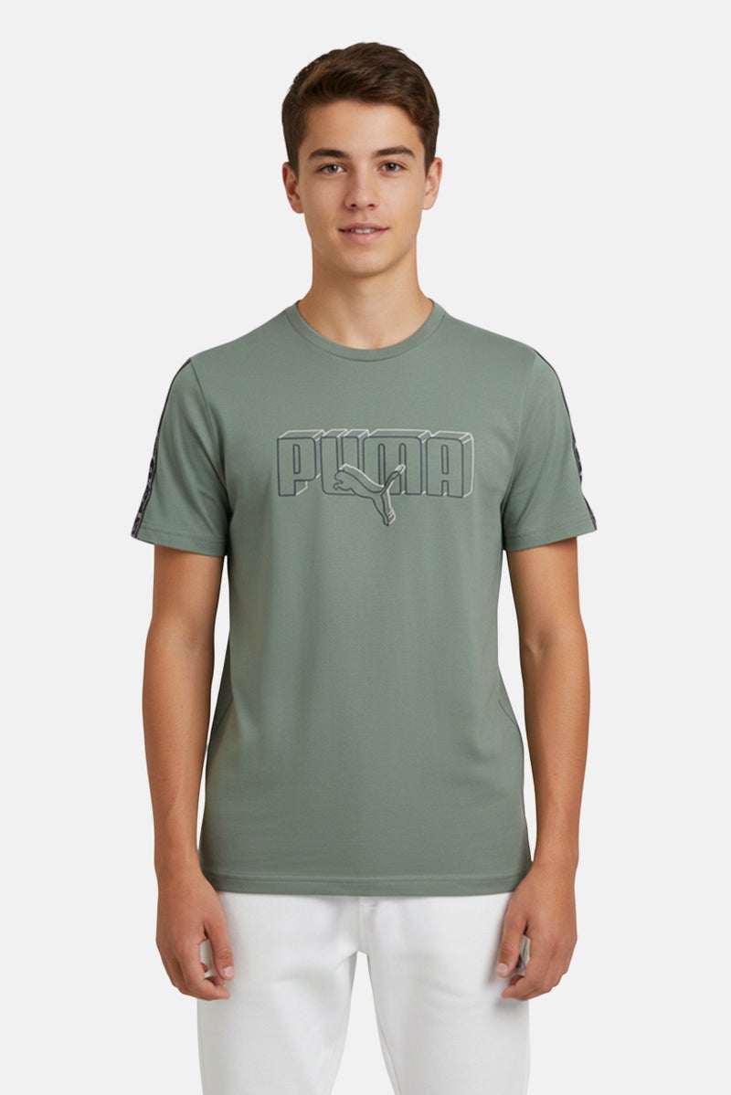 PUMA Kids Boy Sportswear Fit Short Sleeve Outdoor T-Shirt, Sage Green - Image 1