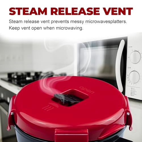 MATICAN Microwave Soup Bowl with Lid, Soup Mug with Lid, Microwave Containers for Ramen Noodles, Soup, Beverages, 31.11 Ounces, Red, Black - Image 5