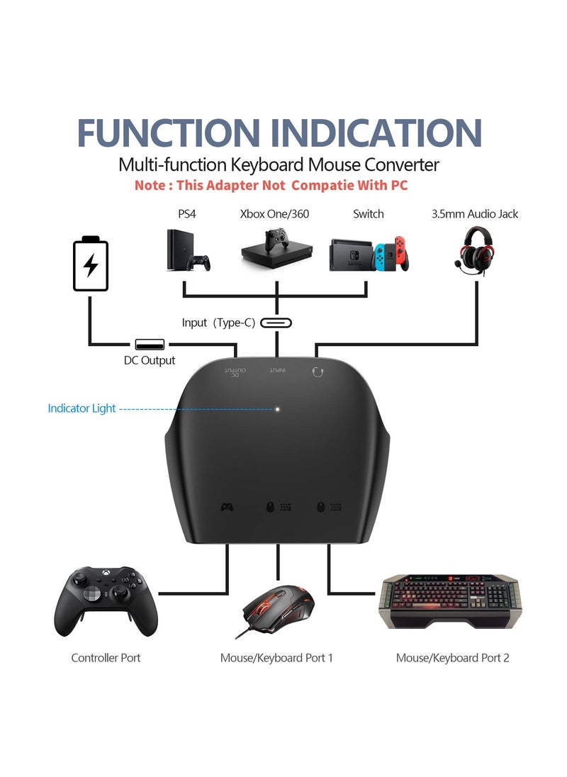Keyboard and Mouse Adapter, Mouse and Keyboard Converter Adapter for N- Switch/Xbox Serious X/S/Xbox 360/Xbox One/PS4/PS3, USB Gaming Mouse Keyboard Converter
