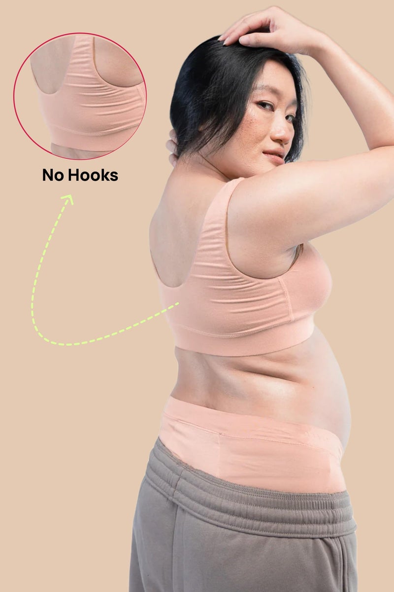 Circus &Circus Maternity Bra | Nursing Bra for Women | Pull Down Feeding Bra | Non Padded Bra for Women Slip On | Tencel Micromodal | Tropical Nude, L - Image 4