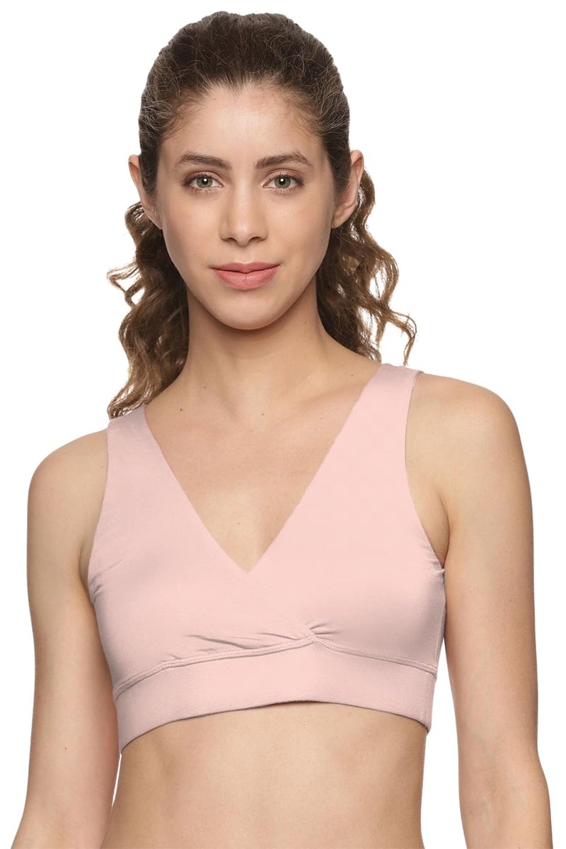 Circus &Circus Maternity Bra | Nursing Bra for Women | Pull Down Feeding Bra | Non Padded Bra for Women Slip On | Tencel Micromodal | Tropical Nude, L - Image 1