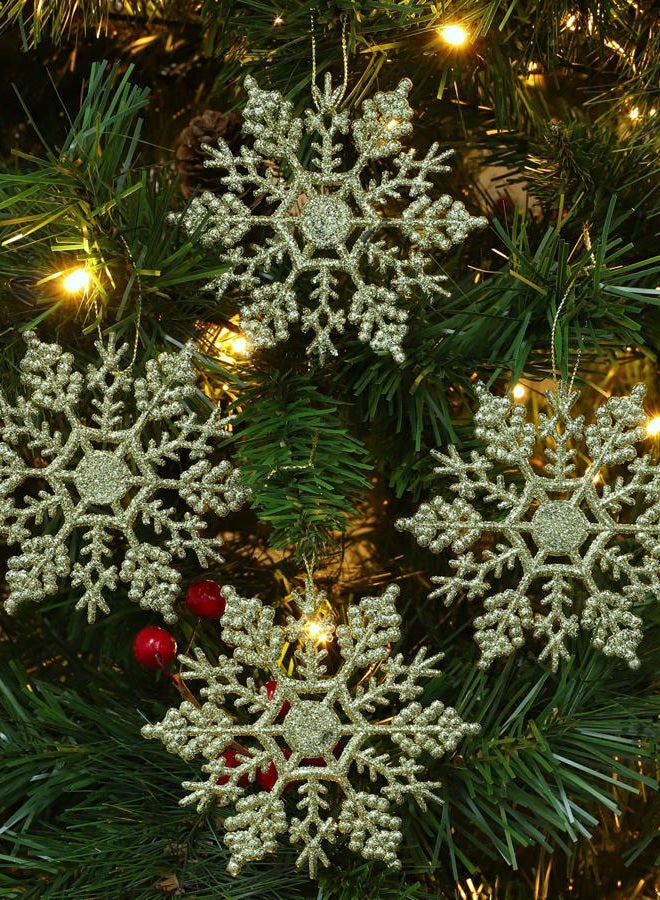 Christmas Concepts ® Pack of 12-10cm Glitter Snowflake Hanging Decorations - Christmas Decorations (Gold) - Image 2