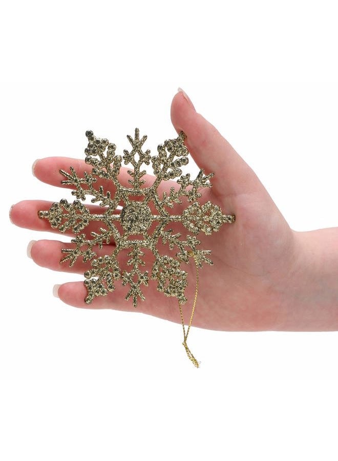 Christmas Concepts ® Pack of 12-10cm Glitter Snowflake Hanging Decorations - Christmas Decorations (Gold) - Image 3