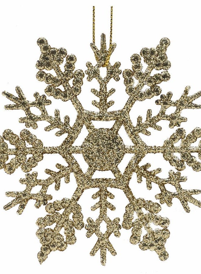 Christmas Concepts ® Pack of 12-10cm Glitter Snowflake Hanging Decorations - Christmas Decorations (Gold) - Image 5