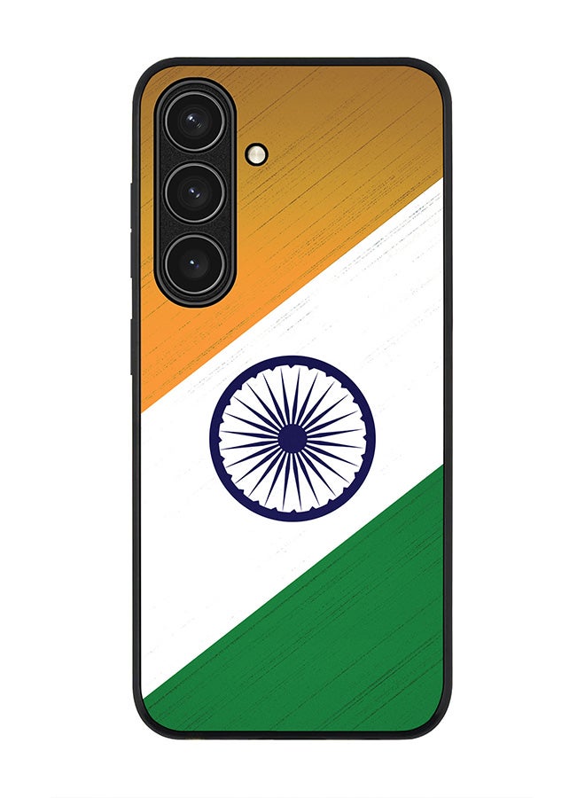 Stylizedd Rugged Black edge case for Samsung Galaxy S24 FE, Slim fit Soft Case Flexible Rubber Edges Anti Drop TPU Gel Thin Cover -  Flag Of India - Image 1