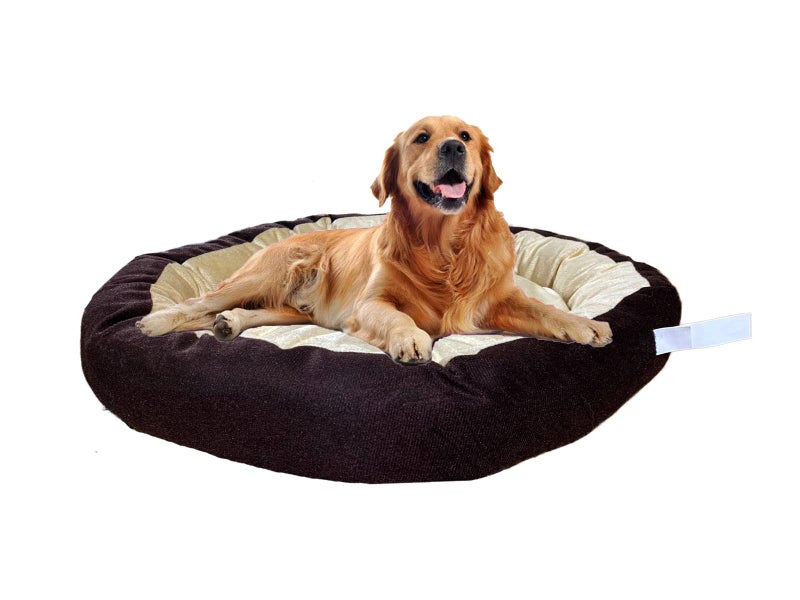 Gorgeous Velvet Ultra Soft Cream Brown Color Reversible Washable Dog & Cat Bed Large - Image 1