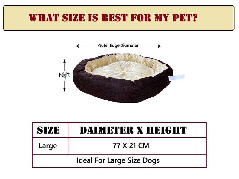 Gorgeous Velvet Ultra Soft Cream Brown Color Reversible Washable Dog & Cat Bed Large - Image 3