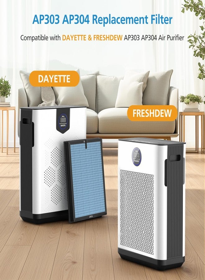 إيزينجو فلتر بديل متوافق مع جهاز تنقية الهواء DAYETTE ＆ FRESHDEW AP303/AP304، نظام ترشيح 3 في 1، فلاتر بديلة مع كربون نشط لغرف المنزل، عبوة من قطعتين (فلتر مقاوم للحريق) - Image 2