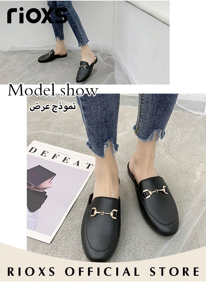 Women's Buckle Flat Mules, Closed Toe Sandals, Fashionable Comfortable Slippers, Slip-On Backless Mule Shoes, Fashionable Mule Slides with Flexible Non-slip Sole, Easy to Wear On and Off - pzsku/Z98F73EEF586AD47A9746Z/45/_/1712717299/610799d5-5d7c-4c6c-b71b-39d55fea379a