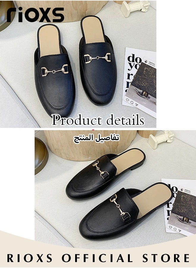 Women's Buckle Flat Mules, Closed Toe Sandals, Fashionable Comfortable Slippers, Slip-On Backless Mule Shoes, Fashionable Mule Slides with Flexible Non-slip Sole, Easy to Wear On and Off - pzsku/Z98F73EEF586AD47A9746Z/45/_/1712717309/61b5687d-14dd-4980-9b8f-720ff8dec407