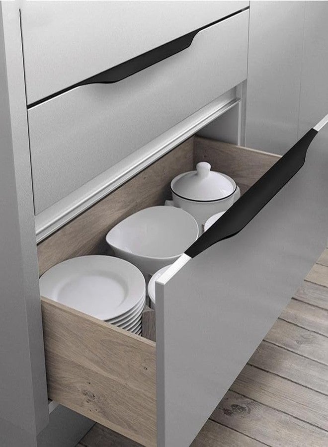 Shozafia 5 Pack Finger Pulls for Cabinets, Streamlined Long Concealed Handle for Home Kitchen Door Drawer Cabinet, Mount Finger Edge Tab Pull Aluminum (Black,150mm/5.9" Overall Length) - Image 4