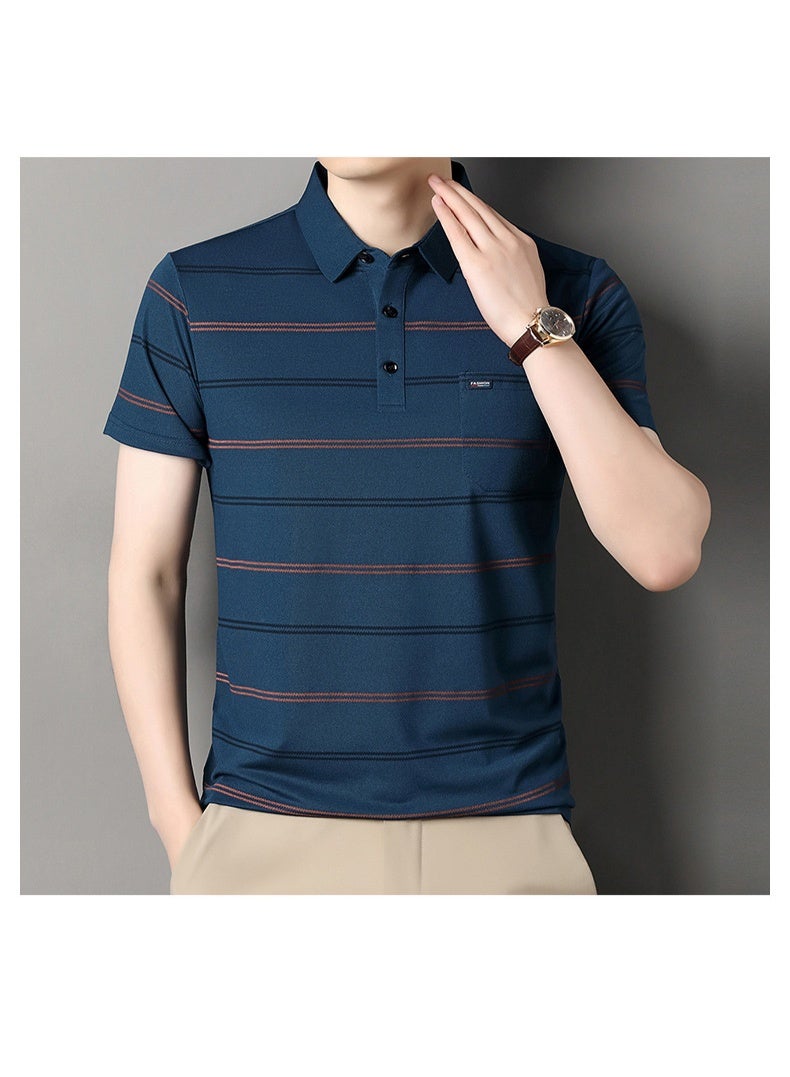 POLO Summer Short Sleeve Men's Polo Shirt Striped Casual Man Polos T-shirt - Image 2