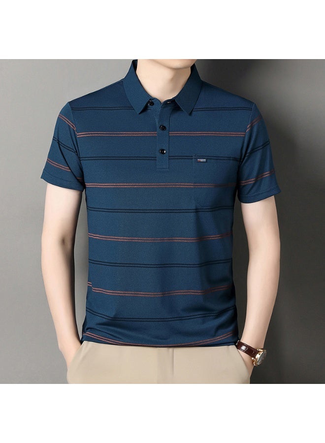 POLO Summer Short Sleeve Men's Polo Shirt Striped Casual Man Polos T-shirt - Image 1
