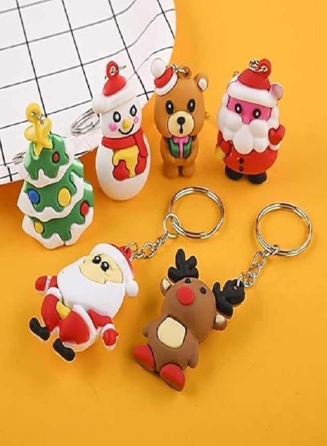 Christmas Keychains -  Christmas Gifts , Different Shapes Christmas's  Keychain, Christmas Decoration Items,  6 pcs - Image 1