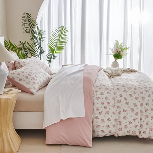 BUPIRD Comforter Queen Set Floral 3 Pieces Soft Cute Fresh Floral Bedding Lightweight Garden Style Floral Botanical Comforter for All Seasons and 2 Pillowcases - Image 4