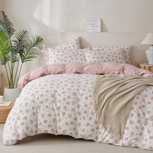 BUPIRD Comforter Queen Set Floral 3 Pieces Soft Cute Fresh Floral Bedding Lightweight Garden Style Floral Botanical Comforter for All Seasons and 2 Pillowcases - Image 1