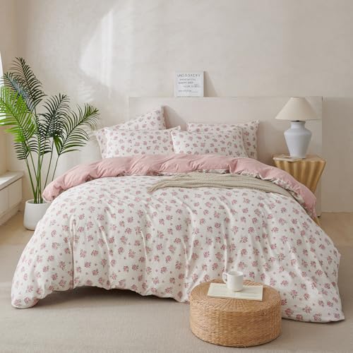 BUPIRD Comforter Queen Set Floral 3 Pieces Soft Cute Fresh Floral Bedding Lightweight Garden Style Floral Botanical Comforter for All Seasons and 2 Pillowcases - Image 2