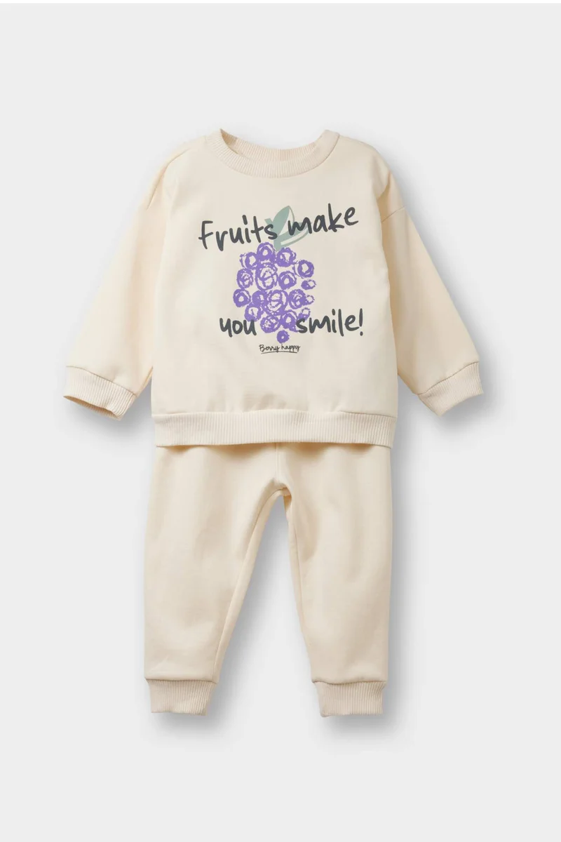 ديفاكتو Baby Girl Fruit Patterned Thin Fabric Soft Lining 2 Piece Set