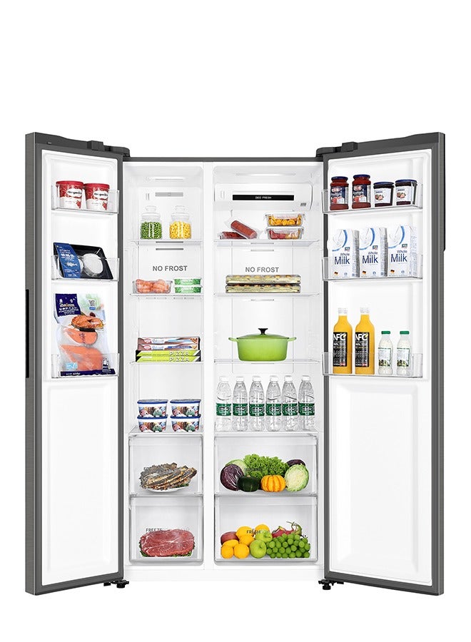 HAAM Side by Side Refrigerator 15.4 Feet 415 kW HM810SSD-O23INV Silver - Image 4