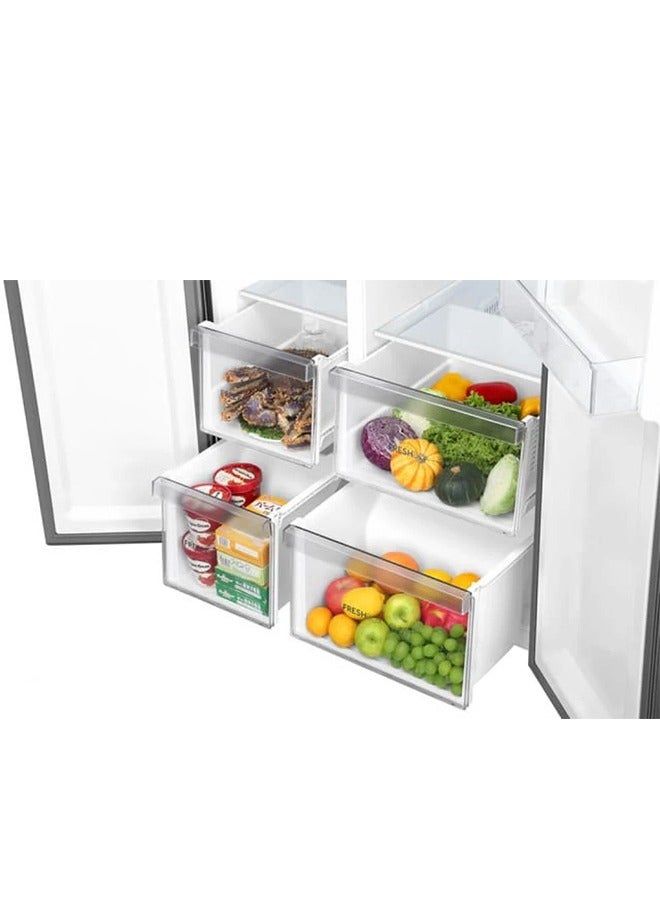 HAAM Side by Side Refrigerator 15.4 Feet 415 kW HM810SSD-O23INV Silver - Image 3