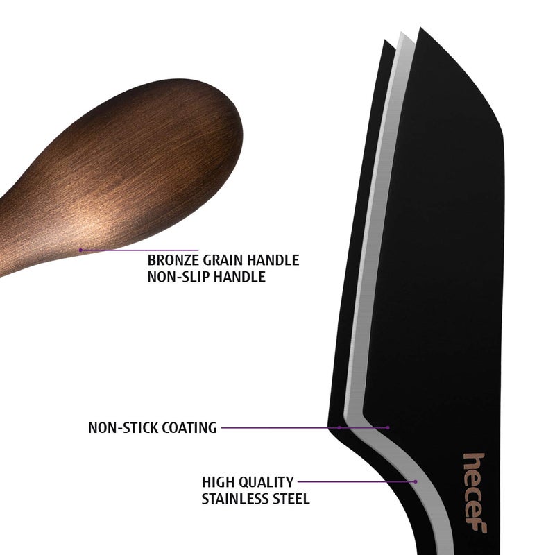 hecef Cheese Knife Set of 3, Bronze Grain Multipurpose Cheese Knife, Retro Cheese Knife, Set Includes Pronged Knife, Hard Cheese Knife & Chisel Knife, Black - Image 3