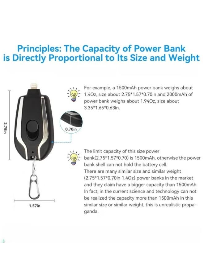 Keychain Portable Charger for iPhone, Ultra-Compact External Fast Charging Power Bank Battery Pack, Key Ring Cell Phone Charger  - Image 2