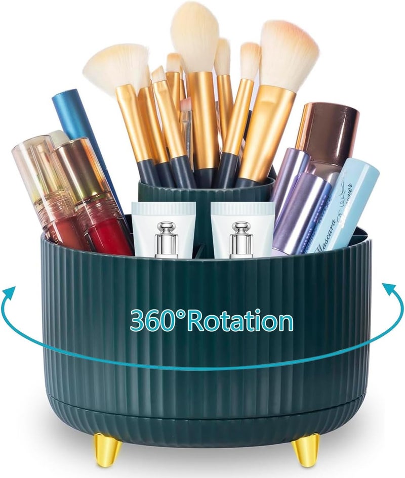 INKULTURE 360-Degree Rotating Pen Holder for Desk, Desk Organizers and Accessories with 5 Compartments Pencil Organizer, Art Supply Storage Box Caddy for Office and Home, White - Image 2