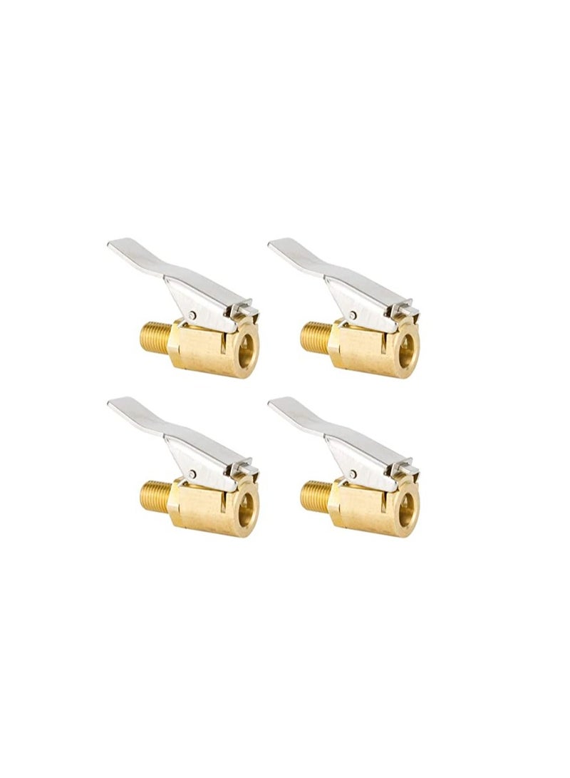 Excefore 4 Pcs Air Chuck Heavy Duty Closed Flow Lock On Tire Chuck with Clip for Inflator Gauge Compressor Accessories Yellow - Image 1